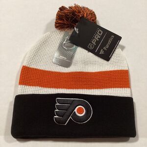 New Philadelphia Flyers Fanatics Cuffed Knit Hat with Pom Orange & Black